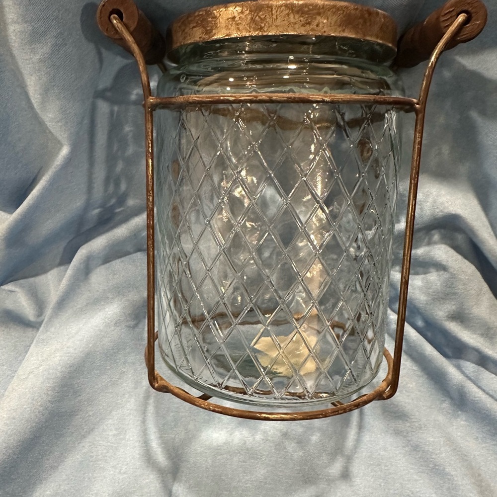 Rustic Glass Jar with Metal Holder